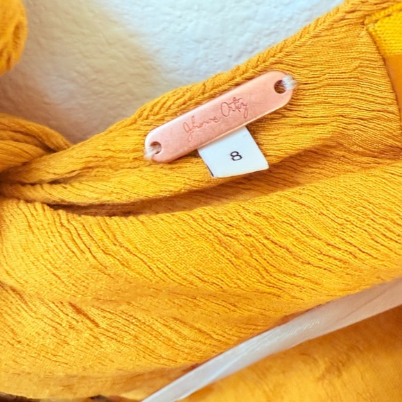 Johanna Ortiz Marigold Yellow Luna Miel Convertible Textured Crepe Midi Dress 8 - Picture 9 of 11